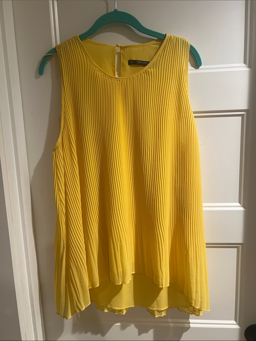 Zara Bright Yellow Pleated Sleeveless Tunic